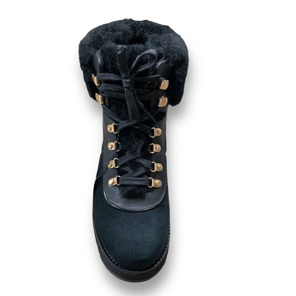 Cole Haan Zerogrand Explore Upstate Hiker Boots Black Suede Shearling Size 7.5 - Picture 5 of 14
